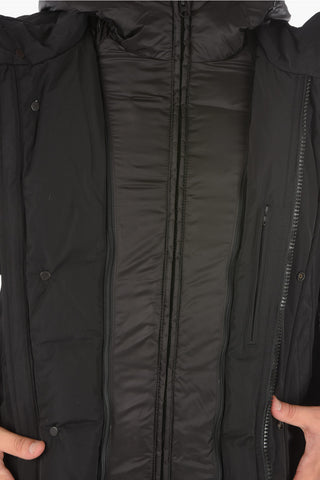 hidden closure hooded down jacket