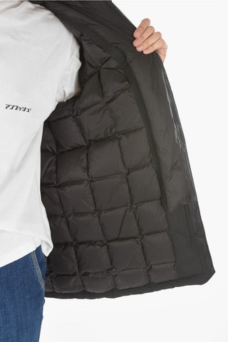 hidden closure hooded down jacket