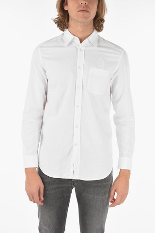 camicia S-MOI-R-B1 in cotone e lino con taschino