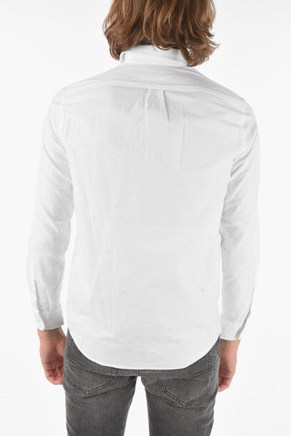 camicia S-MOI-R-B1 in cotone e lino con taschino