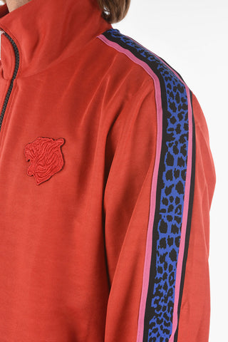 contrasting side bands zip closure 2 pockets sweatshirt