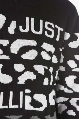animal printed crew-neck sweater