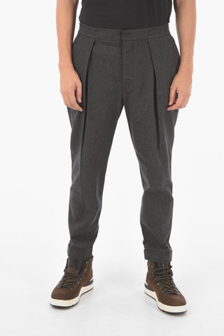cuffed hem single-pleat pants