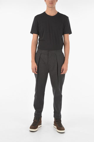 cuffed hem single-pleat pants