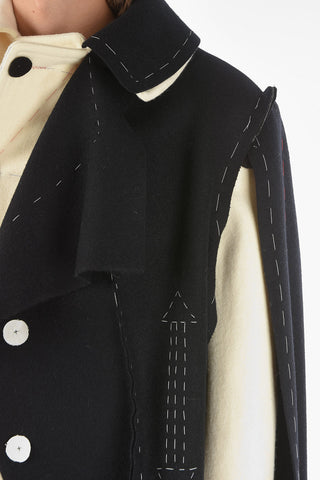 MM10 Two-Tone Unstructured Double Breasted Coat with Snap Buttons