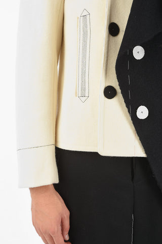 MM10 Two-Tone Unstructured Double Breasted Coat with Snap Buttons