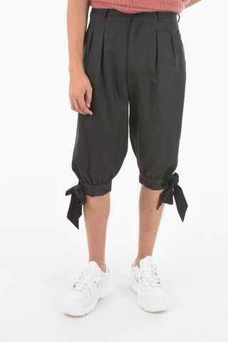  MM10 double-pleat cropped pants with bow hem