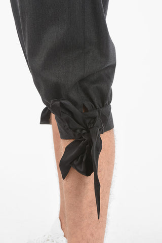  MM10 double-pleat cropped pants with bow hem
