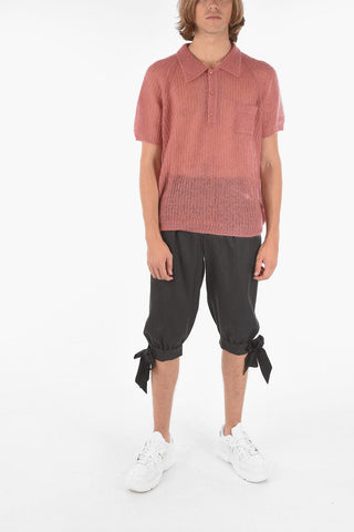  MM10 double-pleat cropped pants with bow hem