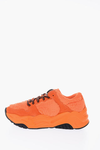 Faux Fur Details P1THON Sneakers with Contrasting Strings