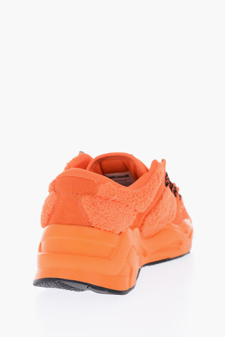 Faux Fur Details P1THON Sneakers with Contrasting Strings
