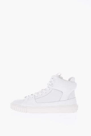 snake effect details leather high top sneakers
