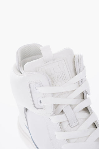 snake effect details leather high top sneakers