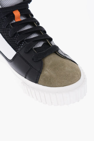 snake effect details leather high top sneakers