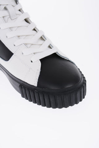 snake effect two-tone leather high top sneakers