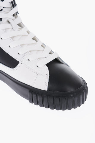 snake effect two-tone leather high top sneakers