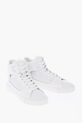 snake effect details leather high top sneakers