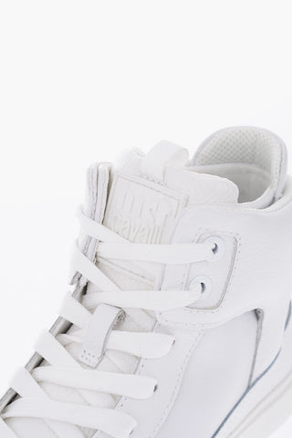 snake effect details leather high top sneakers
