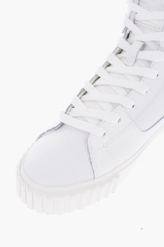 snake effect details leather high top sneakers