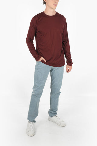 Solid Color Silk Crew-neck Sweater