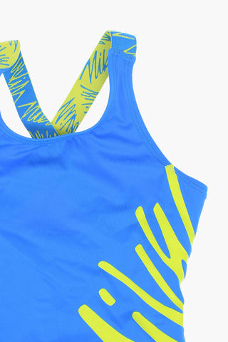 원피스 수영복 옆면 대비 로고 프린트