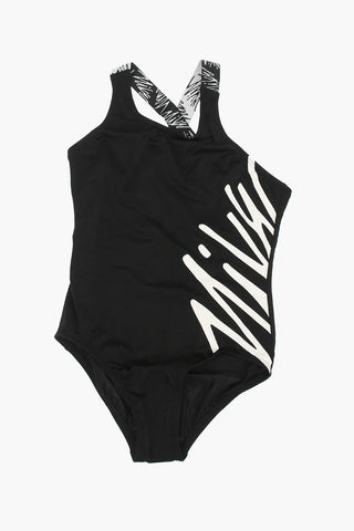 원피스 수영복 옆면 대비 로고 프린트