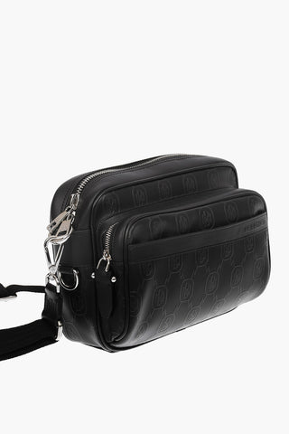 Leather PIERCED MONOGRAM Camera Bag with All Over Logo