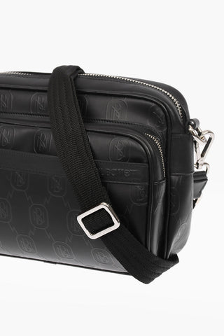 Leather PIERCED MONOGRAM Camera Bag with All Over Logo