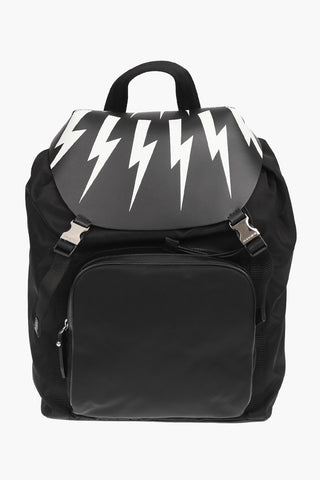 leather and fabric FAIRISLE THUNDERBOLT backpack