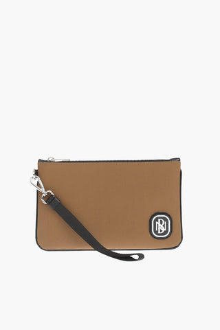 Pouch MONOGRAM SOLID a Tinta Unita con Logo in Rilievo