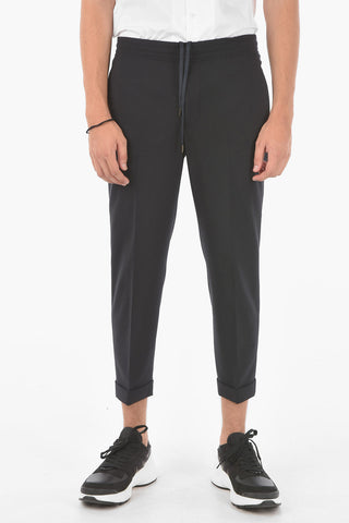 Elastic Waistband Cuffed Pants