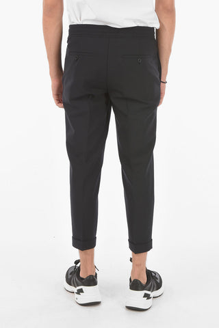 Elastic Waistband Cuffed Pants