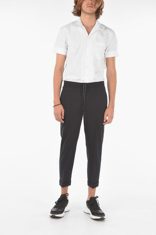 Elastic Waistband Cuffed Pants