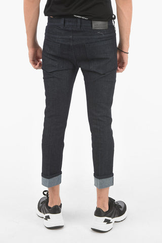 Jeans Skinny a 6 Tasche con Risvolti alla Caviglia