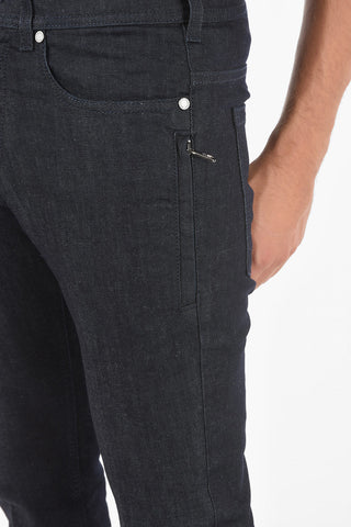 Jeans Skinny a 6 Tasche con Risvolti alla Caviglia