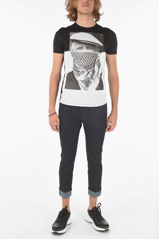 Jeans Skinny a 6 Tasche con Risvolti alla Caviglia