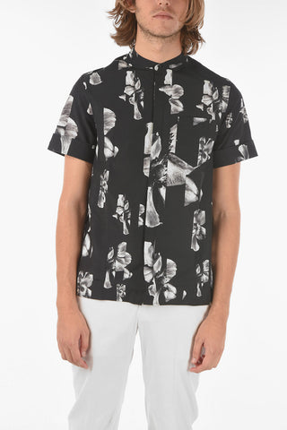 Short-sleeved SLIDING ANEMONE Mandarin Collar Shirt