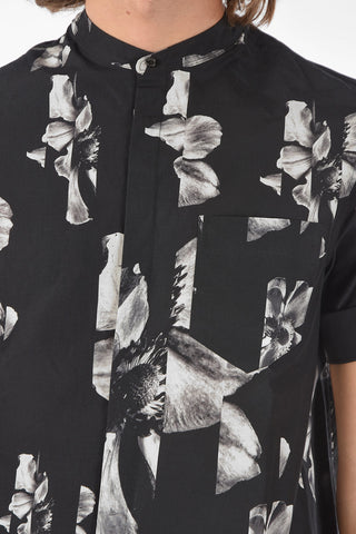 Short-sleeved SLIDING ANEMONE Mandarin Collar Shirt