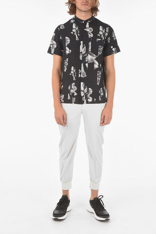 Short-sleeved SLIDING ANEMONE Mandarin Collar Shirt