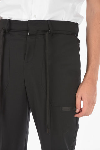 Drawstring STRING BELT Crotch Fit Pants