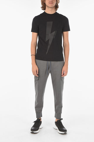Leather Effect Print LEATHER BOLT T-Shirt