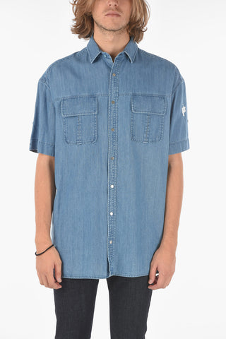 Short Sleeved Chambray Shirt with Double Breast Pocket