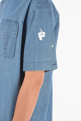Short Sleeved Chambray Shirt with Double Breast Pocket