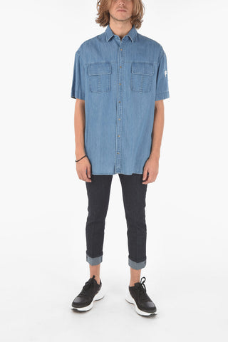 Short Sleeved Chambray Shirt with Double Breast Pocket