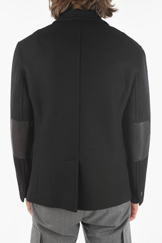 Double-breasted TRAVEL ZIP-UP Leather Insert Coat