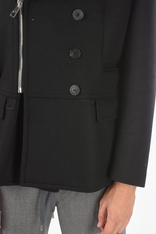 Double-breasted TRAVEL ZIP-UP Leather Insert Coat