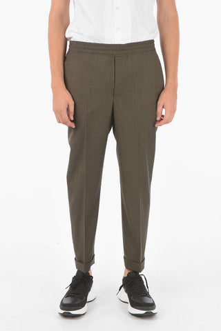 Virgin Wool Blend  TRAVEL GRISAGLIA SUITING Pants with Waist Drawstring