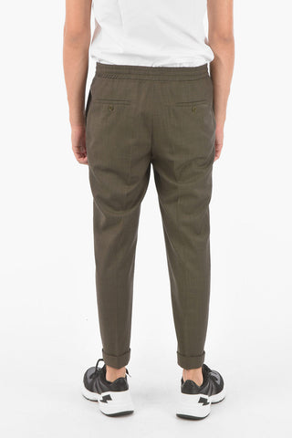 Virgin Wool Blend  TRAVEL GRISAGLIA SUITING Pants with Waist Drawstring
