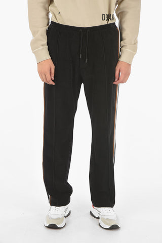 contrasting side bands corduroy pants
