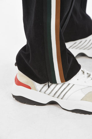 contrasting side bands corduroy pants